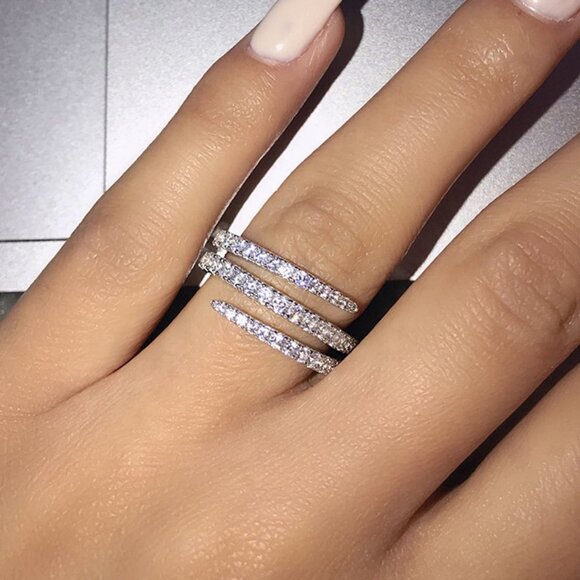 💞Fever Macro Pave Beautiful Thin Stackable Rings for Women, MARR9197 - Picture 3 of 6
